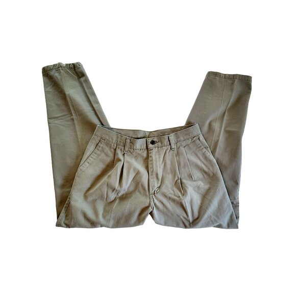 Lee Mens Khakis Size 33/30 Tan Pleated Zip Fly Button Close Slant Pockets - Picture 4 of 8